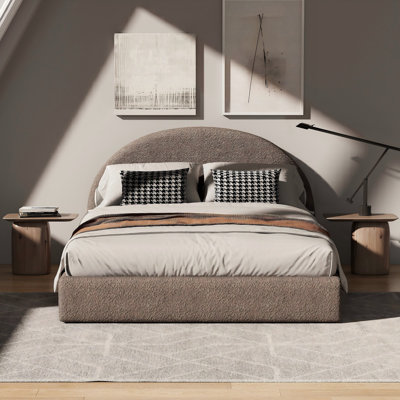 Boucle Bed Frame With Headboard