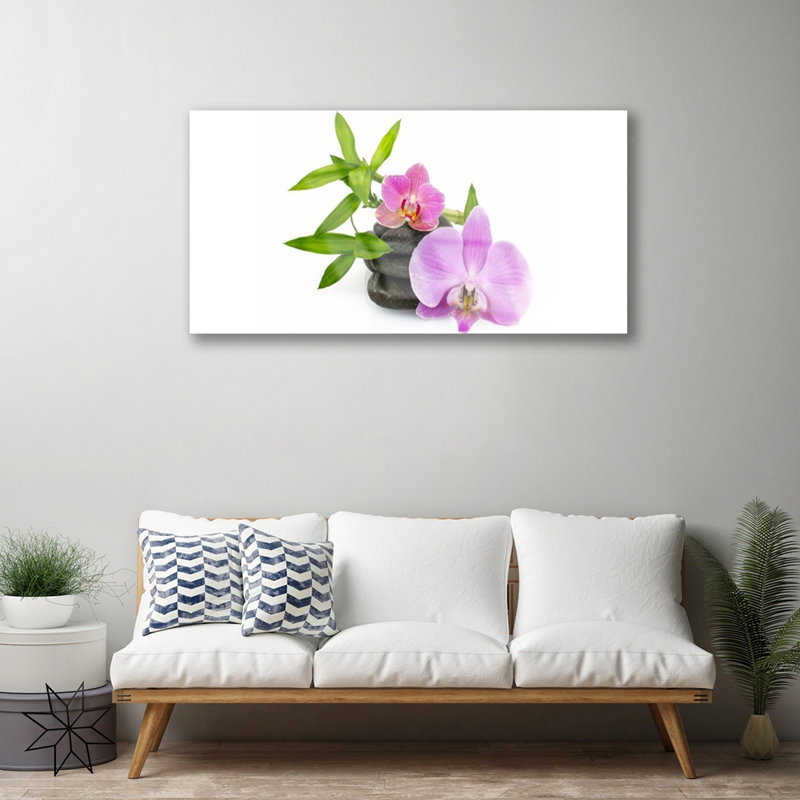 Floral Flower Stones - No Frame Print on Glass