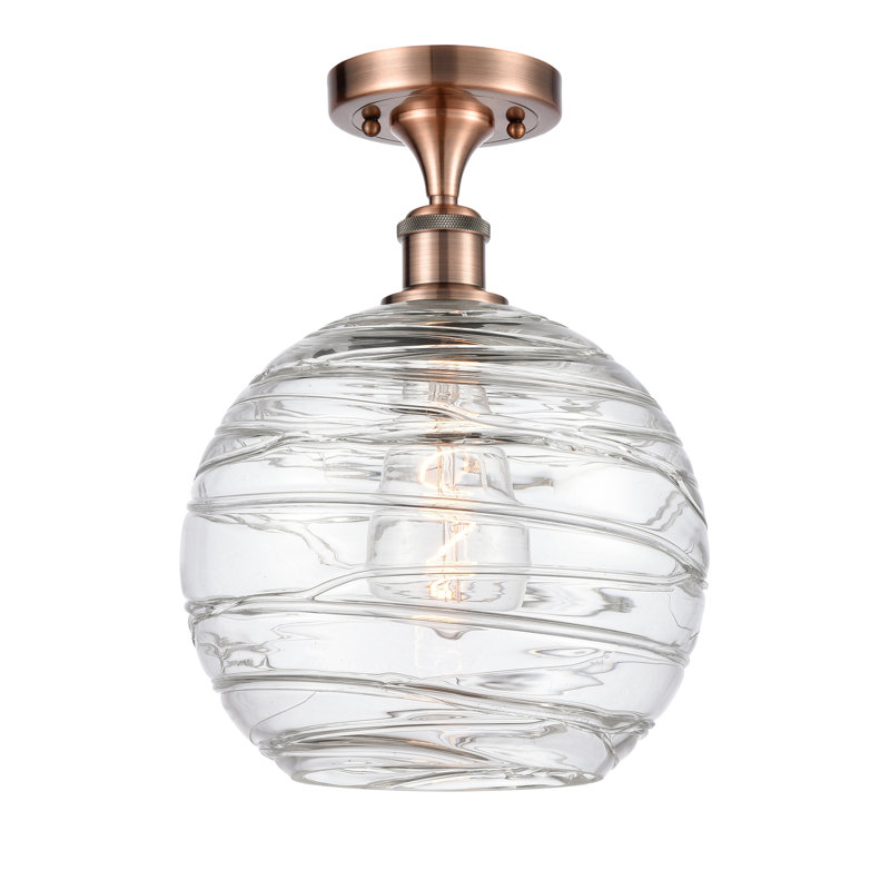 Plafonnier semi-encastré 1 lumière 8 po Anie, Cuivre antique, Ampoule DEL 6 watts Vinage, H 15 po x l 10 po x P 10 po