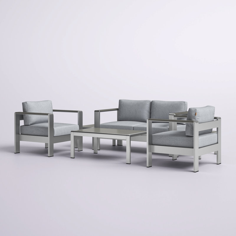 Ensemble de canapé modulaire d'extérieur en aluminium 6 pièces Shore, Gris