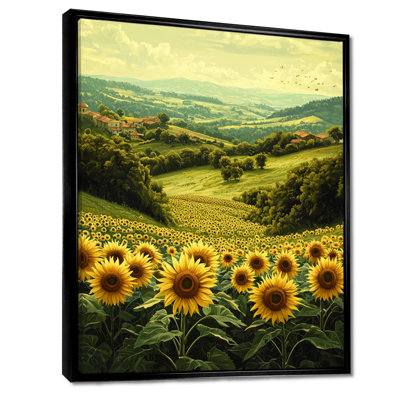 Dontasia campagne champ de tournesols dans la vallée II - tournesols, art mural