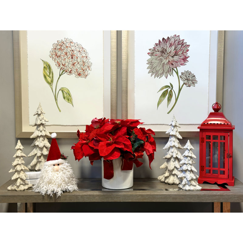 Poinsettia Holiday Floral in Fiberstone Pot