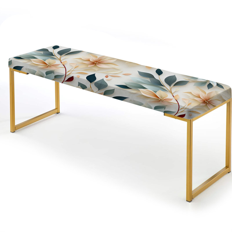 Subtle Whispers III - Banc rembourré floral doré