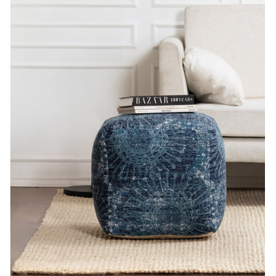 Pouf bleu et vert Glarum Les Cavaliers 20 po x 20 po x 20 po
