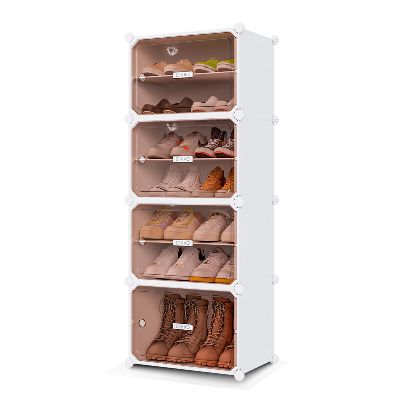 Range-chaussures, armoire à chaussures multifonctionnelle extensible avec porte, 8 niveaux