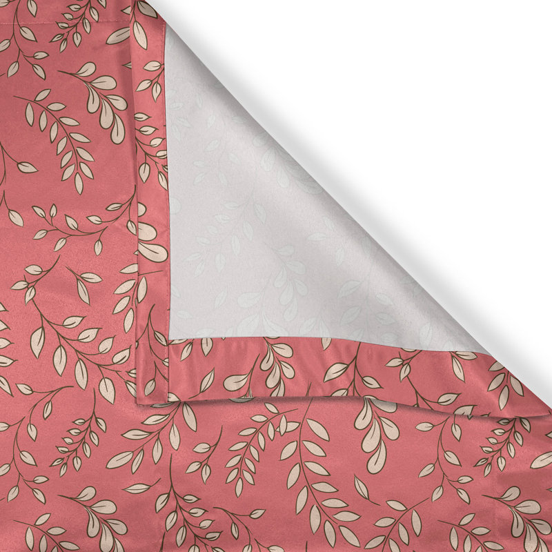 Dakota Fields Coral Grommet Curtain Decorative 2-Panel Window Drapes, 50", Coral Peach Black, 50" W x 96" L