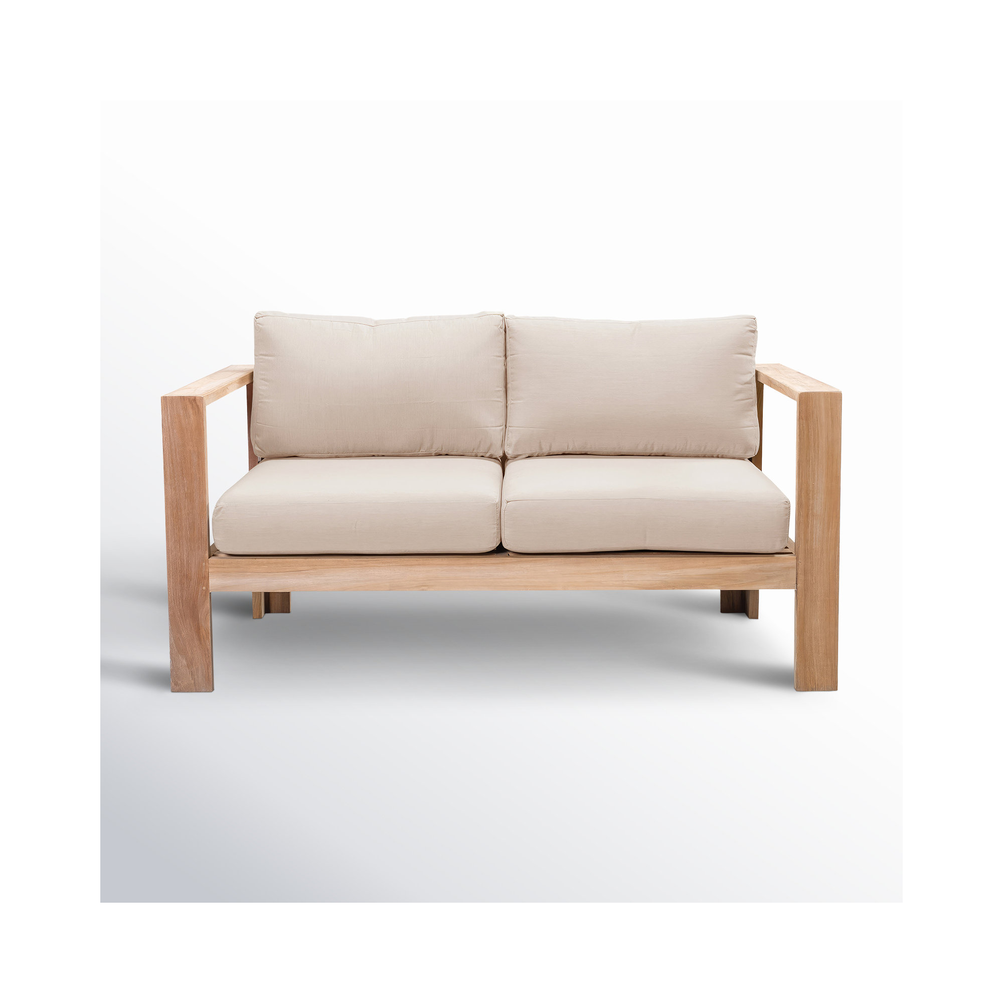 Sonoma 59'' Teak Outdoor Loveseat with Sunbrella® Cushions, Canvas Flax Sunbrella® Canvas