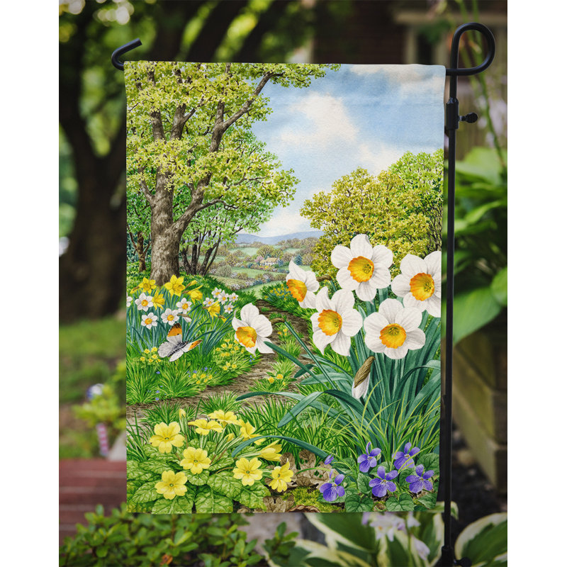 Drapeau de jardin à 2 côtés à fleurs de printemps par sarah adams, H 15 po x l 11 po