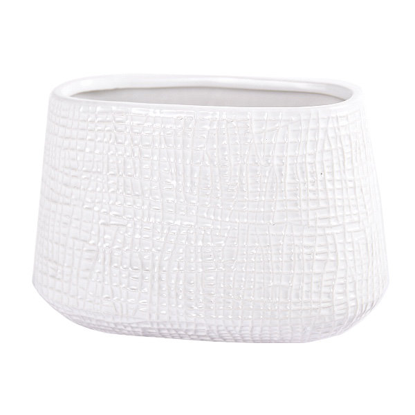 Raphaela Ceramic Table Vase, White, 5" H x 7' W x 3" D