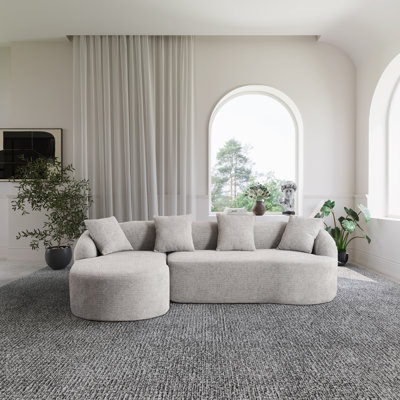 Canapé modulaire en forme de L 2 pièces avec design incurvé et méridienne Boneless