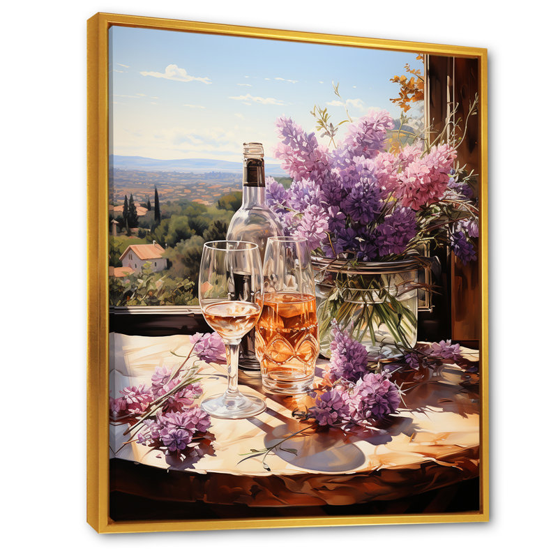 Brise mauve lavande mauve pourpre Winerys, Cadre flottant doré, H 40 po x l 30 po x P 1,5 po