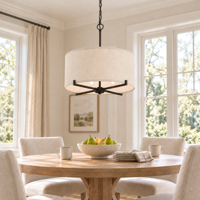 4 - Light Dimmable Drum Chandelier Dining Room Chandelier