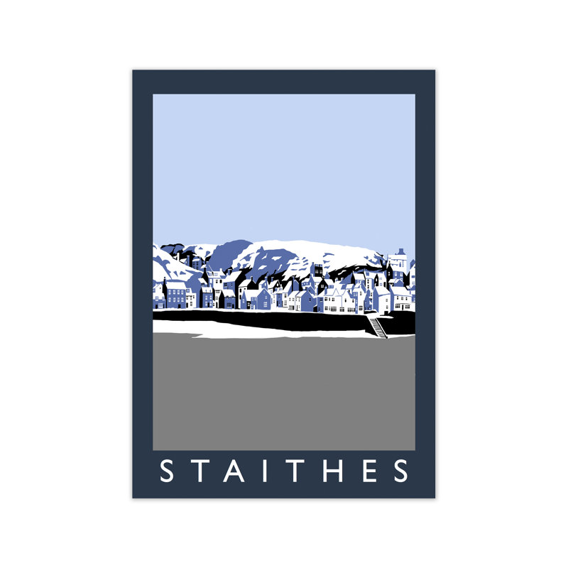 Staithes In Snow by Richard O'Neill - Print, 84.1cm H x 59.4cm W x 3cm D, Unframed