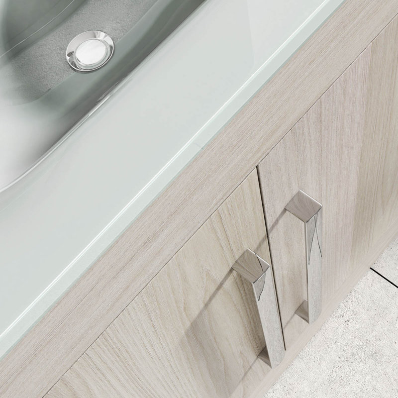 Whitfield 600 mm Freestanding Single Vanity with Integrated Glass Basin, Beige