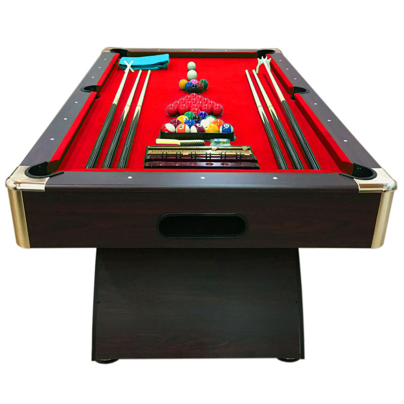 SimbashoppingUK Pool Table with Leg Levelers, Red, 80 cm H x 121 cm W x 213 cm L