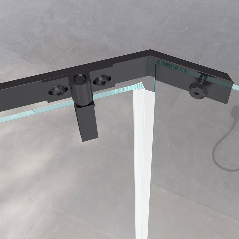 Porte de douche pivotante, porte en verre trempé pour salle de bain, Noir mat