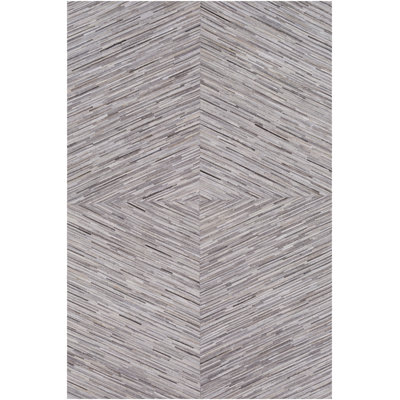 Zander Leather Geometric Area Rug in Magenta