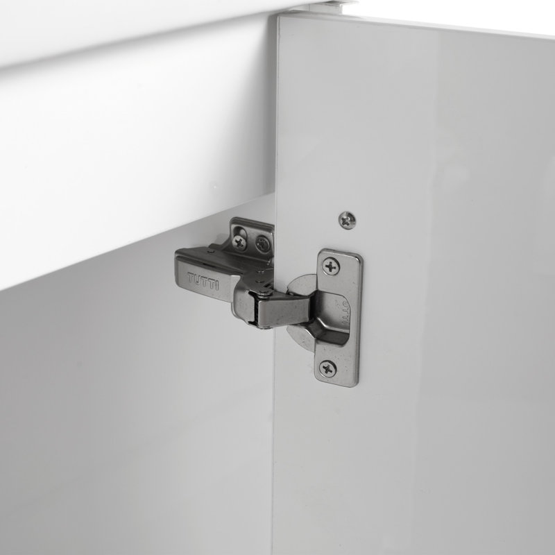 Floating Wall-Mounted Bathroom Vanity with Ceramic Sink, White