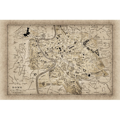 Map Rome - Wrapped Canvas Art Prints
