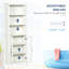 Tour à linge à 3 niveaux pour salle de bain, blanc antique, armoire autoportante, porte vitrée, tablette de rangement réglable, tablettes, blanc
