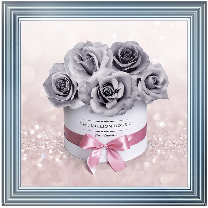 Grey Flower Box - Single Picture Frame Print, 87cm H x 87cm W x 6cm D