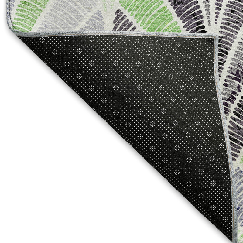 Premium Machine Washable Prisco Green Rug, Rectangle 8' x 10'