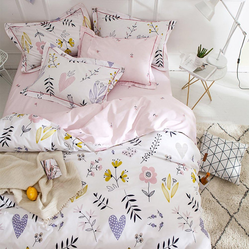 Cotton Floral Print Duvet Cover Set, Multi Floral 1, Twin XL Duvet Cover + 4 Additional Pieces