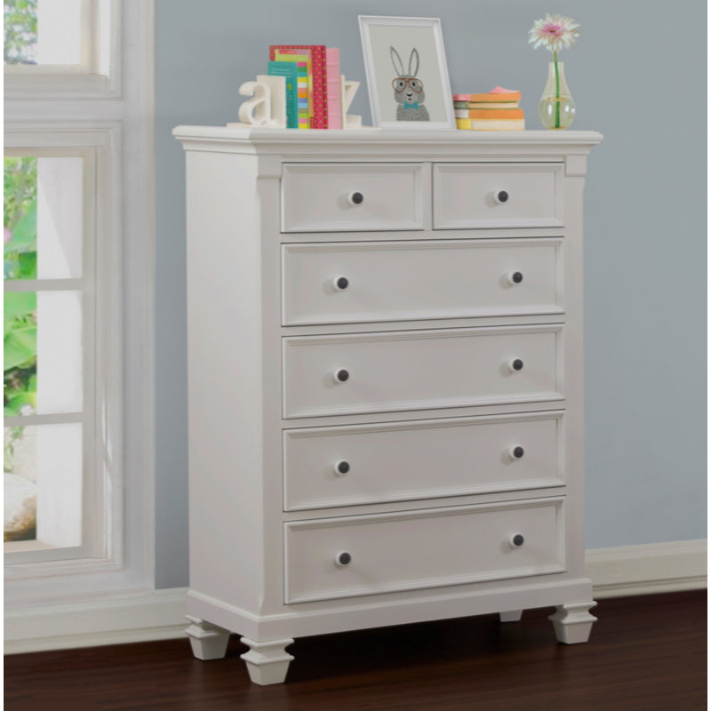 Commode 6 tiroirs Elleshia blanc pur