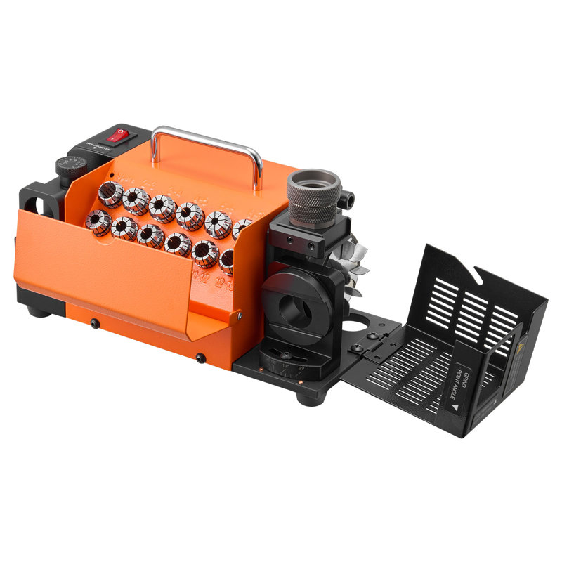 Affûteur de forets MR-13B +, affûteur de meuleuse de 3 à 15 mm avec angle de soulagement des lèvres réglable et angle de point de 95 ° à 135 °, affûteur rapide à 5800 tr / min avec 13 pinces, roues CBN et SDC