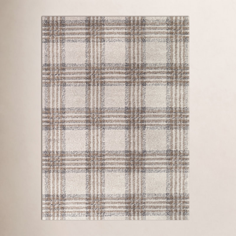 Kage Monte Brown/Gray/Black Classic Plaid Area Rug, Rectangle 6'7" x 9'