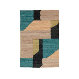 Rectangle Malachite Abstract Flatweave Silk Area Rug in Brown/Teal