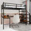 Lit mezzanine avec bureau en forme de L, grand espace de rangement et compartiments de rangement, structure de lit robuste avec escalier, garde-corps continu, peu encombrant, silencieux, sans ressorts éléphants requis-849320592