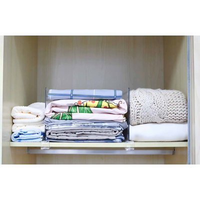 Séparateurs d'étagères en acrylique pour placards, séparateurs d'étagères en bois, ensemble de 4 séparateurs transparents, parfaits pour organiser vos vêtements, vos étagères de chambre et de cuisine.