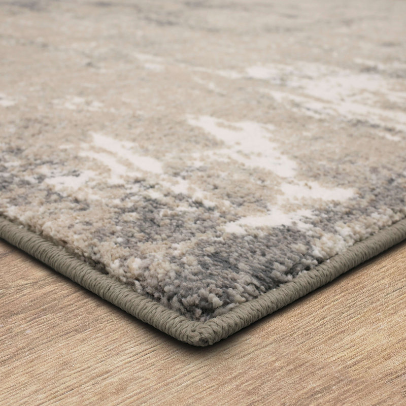 Frost Gray Abstract Rectangle Area Rug
