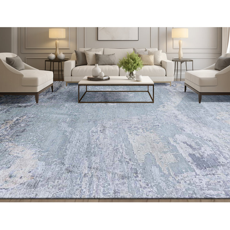Hand Woven Wool Abstract Area Rug, Rectangle 10' x 14'