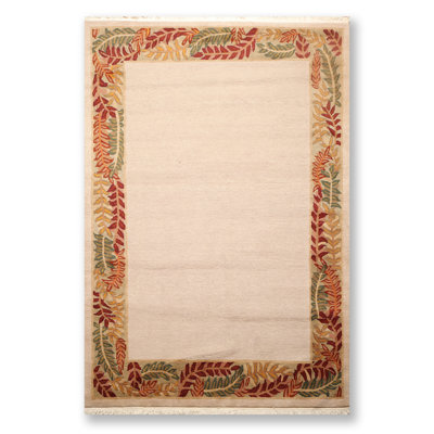 Tapis de zone en laine 5 pi 10 po x 8 pi 5 po "one-of-kind" à la main noué la/brun/beige Aliz