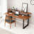 Light-walnut + Black Rectangular Solid Wood + Iron desk-514455788
