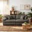 Canapé modulaire rembourré 2 pièces en chenille de couleur chameau avec accoudoirs et coussins décoratifs-585296359