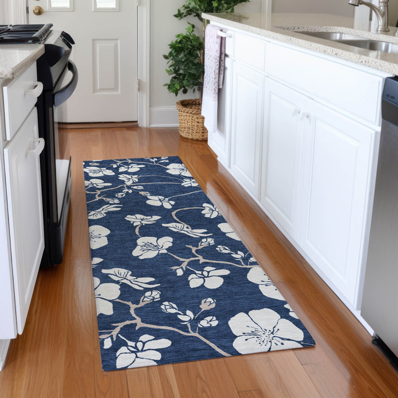 Premium Machine Washable Birchview AMF1032 Floral Rug, Runner 2'3" x 7'6"