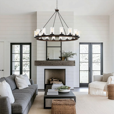Pivot 16-Light Dimmable Wagon Wheel Chandelier