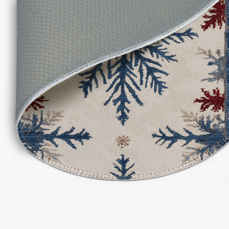 Tapis beige français d'intérieur et d'extérieur, Rond 5 pi