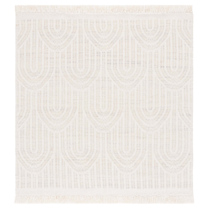 Kreyton Hand Woven Wool Striped Rug, Square 6'