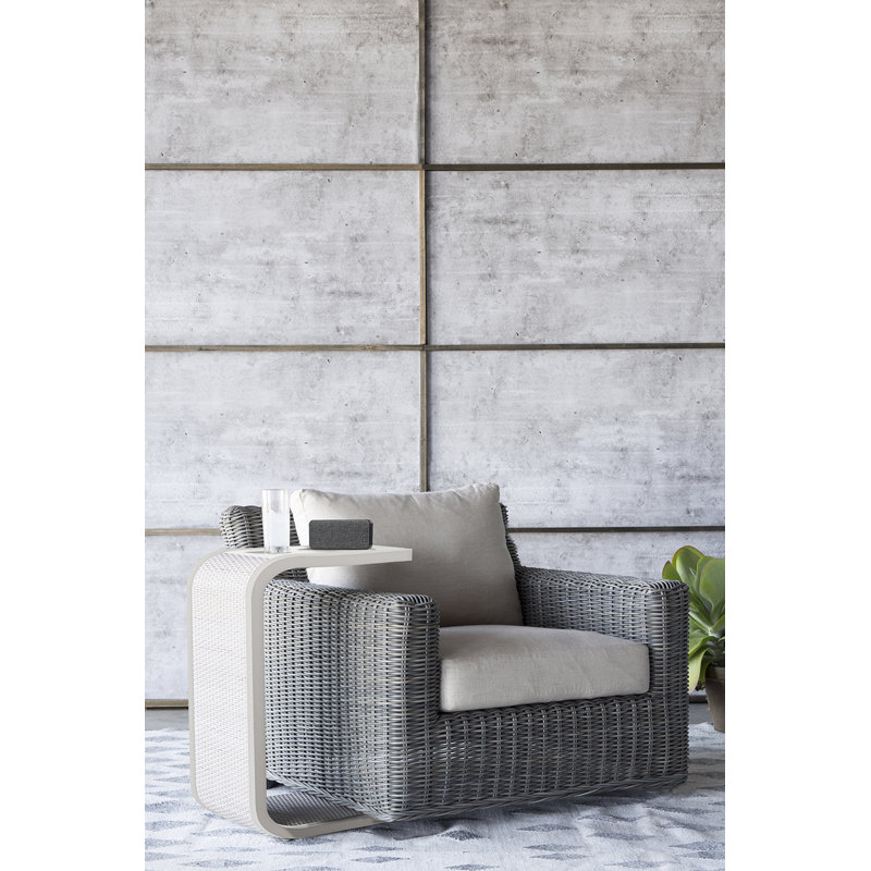 Rustic Swivel Patio Chair with Cushions, Slate Gray, Dove Sunbrella® Linen, No Welt