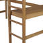 Lit mezzanine avec bureau, structure de lit mezzanine avec échelle, garde-corps de sécurité, bois d'hévéa, tête et pied de lit en tissu molletonné
