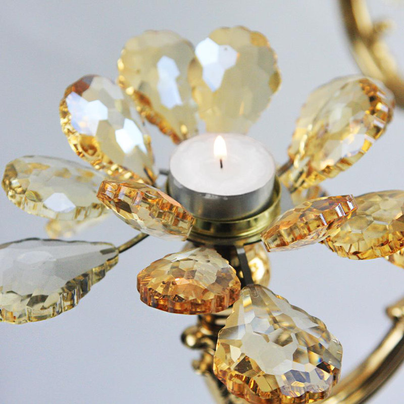 Crystal Tabletop Candelabra, Gold, Small