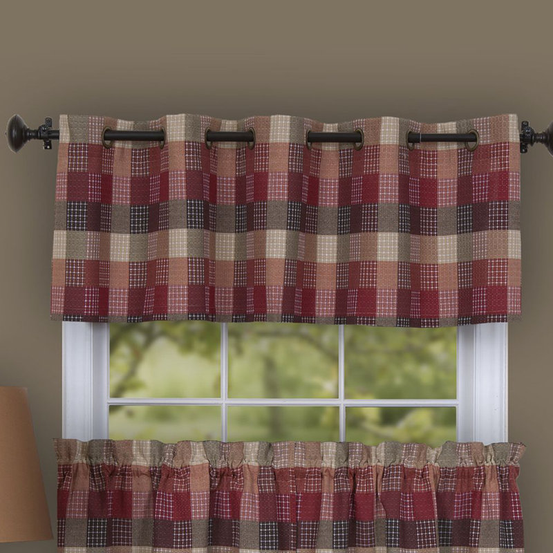Cantonnière 58 po Assel, Rouge/beige