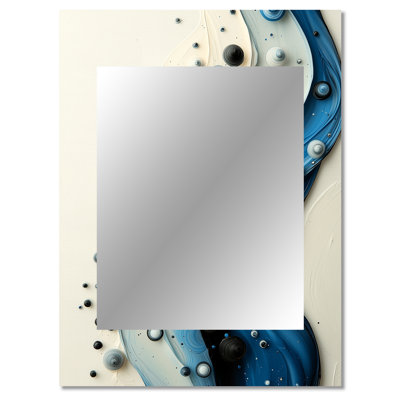 Drip Painting Aqua Rhythmic Splashes Of Serenity V - Drip Painting Wall Mirror, Blue Decorative Mirror, Printed Metal Art