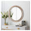 Miroir mural rustique rond de 70 cm (27,56 pouces), cadre en bois blanc antique orné de perles, idéal pour une décoration de style campagnard.