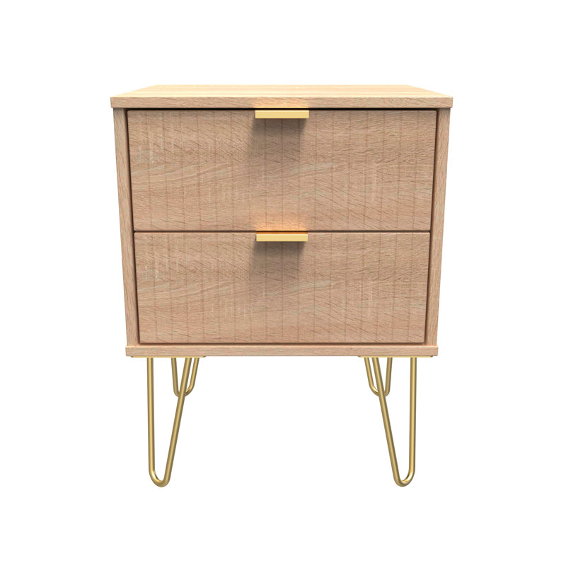Beranda 45cm W Manufactured Wood Bedside Table, Bardolino Oak