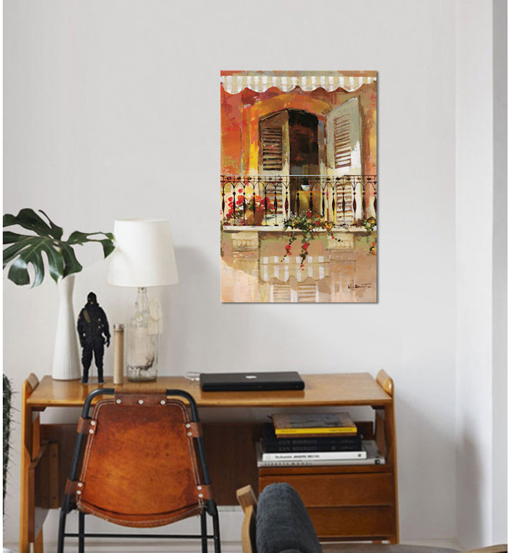 « balcon i », reproduction sur toile, H 18 po x l 12 po x P 1,5 po, Toile tendue, Pas de tapis